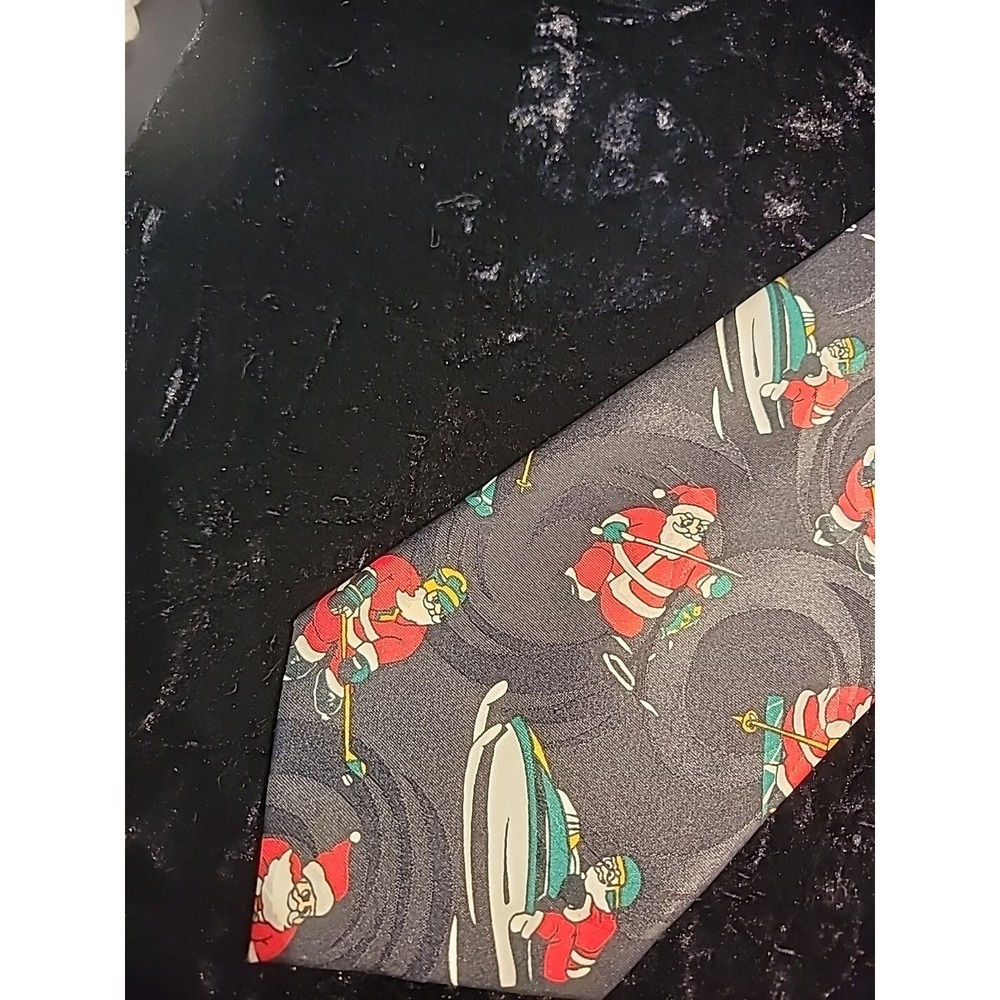 Vintage Creative Apparel Mens Neck Tie Santa Claus Sports Man Fishing Skiing